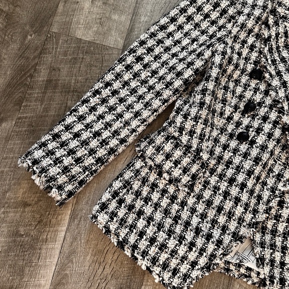 WHBM® Tweed Houndstooth Buttoned Studio Blazer Size S/XS - Picture 6 of 14